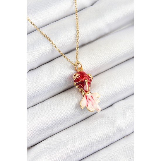 316L Çelik Zincir Kırmızı Balık Model Gold Renk Kadın Kolye 316L Çelik Zincir Kırmızı Balık Model Gold Renk Kadın Kolye