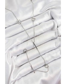 316L Çelik Kelebek Figürlü Y Model Gümüş Renk Kadın Kolye