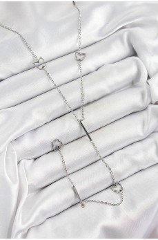 316L Çelik Kelebek Figürlü Y Model Gümüş Renk Kadın Kolye