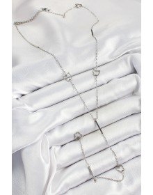 316L Çelik Kelebek Figürlü Y Model Gümüş Renk Kadın Kolye