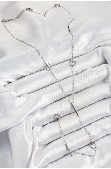 316L Çelik Kelebek Figürlü Y Model Gümüş Renk Kadın Kolye