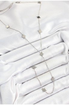 316L Çelik Kutup Yıldızı Figürlü Y Model Gümüş Renk Kadın Kolye