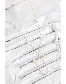 Pirinç İnci Figürlü Y Model Gümüş Renk Kadın Kolye