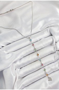 Pirinç Gümüş Renk Karışık Renk Zirkon Taşlı Y Kadın Kolye