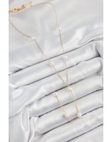 Pirinç İnci Figürlü Y Model Gold Renk Kadın Kolye