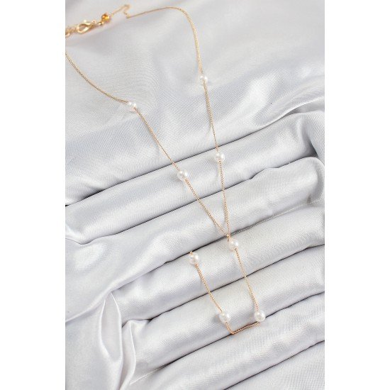 Pirinç İnci Figürlü Y Model Gold Renk Kadın Kolye Pirinç İnci Figürlü Y Model Gold Renk Kadın Kolye