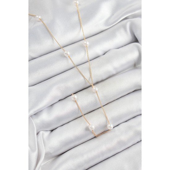 Pirinç İnci Figürlü Y Model Gold Renk Kadın Kolye Pirinç İnci Figürlü Y Model Gold Renk Kadın Kolye