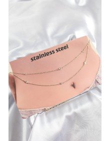 316L Çelik Zirkon Taşlı Damla Model Gold Renk Göbek Bel Zinciri