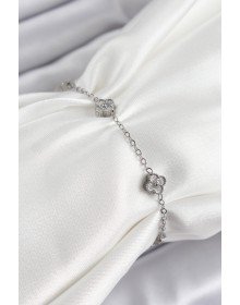 316L Çelik Yonca Model Gümüş Renk Kadın Bileklik