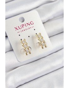 Xuping Zirkon Taşlı Sıralı Damla Model Gold Renk Kadın Küpe