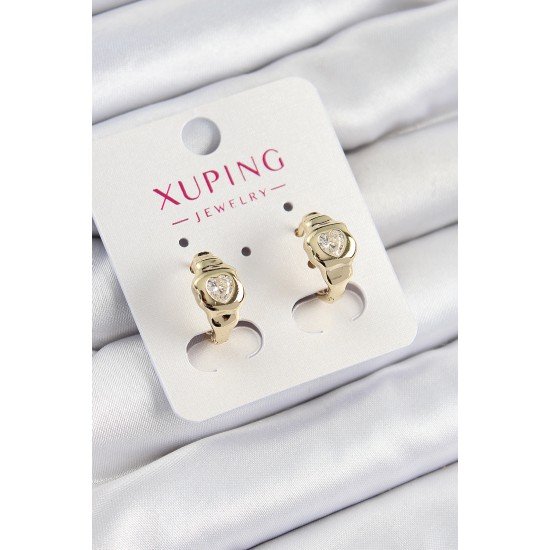 Xuping Zirkon Taşlı Kalp Model Gold Renk Kadın Küpe