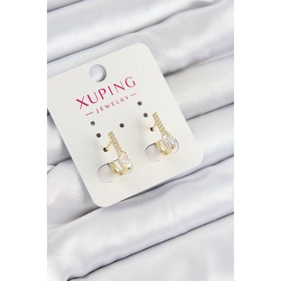 Xuping Zirkon Taşlı I Model Gold Renk Kadın Küpe