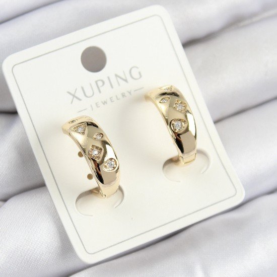 Xuping Zirkon Taşlı Halka Model Gold Renk Kadın Küpe