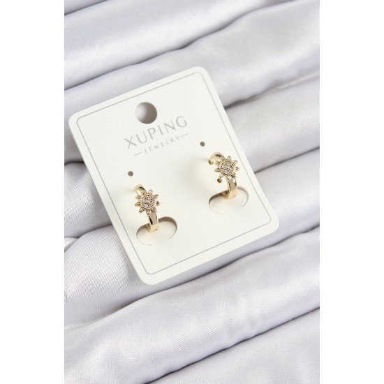 Xuping Zirkon Taşlı Çiçek Model Gold Renk Kadın Küpe