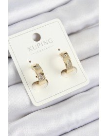 Xuping Zirkon Taşlı Desenli Halka Model Gold Renk Kadın Küpe
