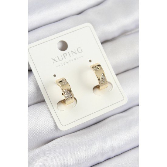 Xuping Zirkon Taşlı Desenli Halka Model Gold Renk Kadın Küpe Xuping Zirkon Taşlı Desenli Halka Model Gold Renk Kadın Küpe