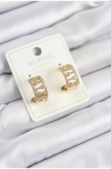 Xuping Zirkon Taşlı Çit Halka Model Gold Renk Kadın Küpe