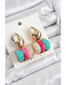 Pirinç Karışık Renk Vintage Model Kadın Küpe