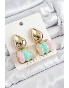 Pirinç Karışık Renk Vintage Model Kadın Küpe