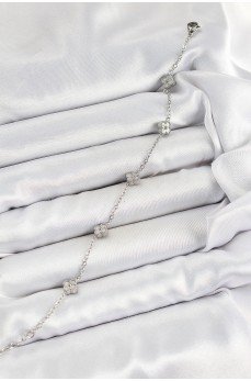 316L Çelik Yonca Model Gümüş Renk Kadın Bileklik