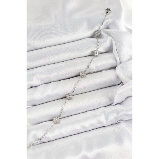 316L Çelik Yonca Model Gümüş Renk Kadın Bileklik 316L Çelik Yonca Model Gümüş Renk Kadın Bileklik