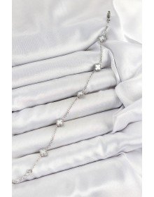 316L Çelik Beyaz Sedef Yonca Model Gümüş Renk Kadın Bileklik