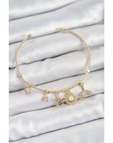 Pirinç Zirkon Taşlı İstiridye Ve Deniz Yıldızı Model Gold Renk Charm Bileklik