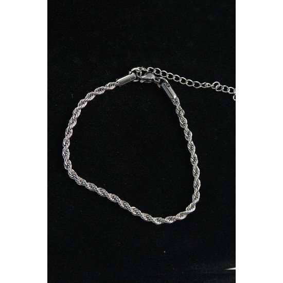 316L Çelik Halat Model Gümüş Renk Erkek Bileklik