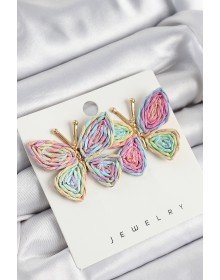 Pirinç Rainbow Kelebek Model Gold Renk Kadın Hasır Küpe