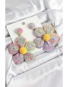 Pirinç Rainbow Papatya Model Gold Renk Kadın Hasır Küpe