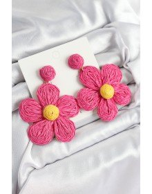 Pirinç Pembe Papatya Model Gold Renk Kadın Hasır Küpe