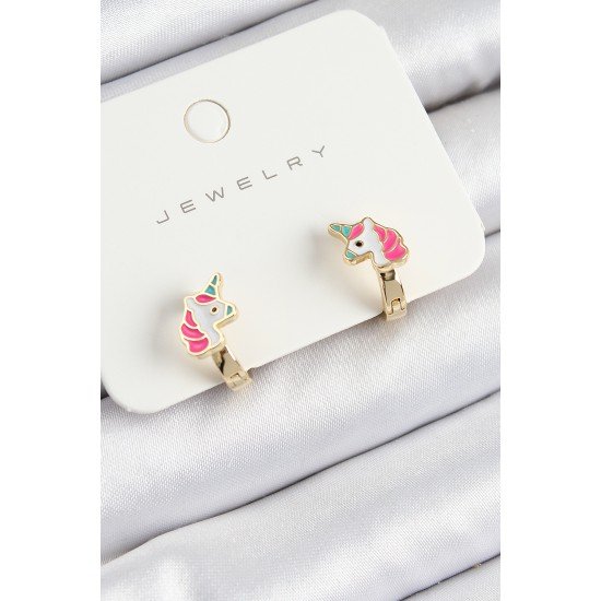 Pirinç Unıcorn Model Gold Renk Çocuk Küpe Pirinç Unıcorn Model Gold Renk Çocuk Küpe