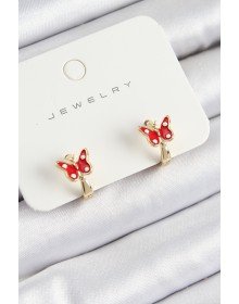 Pirinç Kelebek Model Gold Renk Çocuk Küpe
