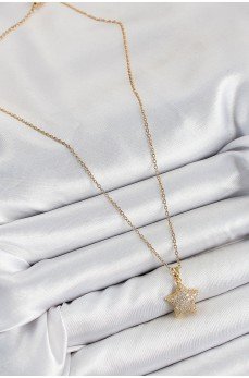 316L Çelik Zirkon Taşlı Yıldız Model Gold Renk Kadın Kolye