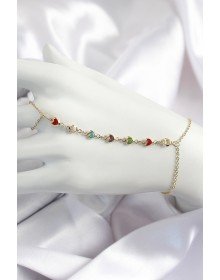 Pirinç Renkli Kalpli Zirkon Taşlı Y Model Gold Renk Kadın Şahmeran