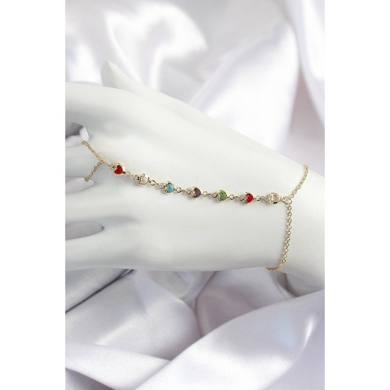 Pirinç Renkli Kalpli Zirkon Taşlı Y Model Gold Renk Kadın Şahmeran Pirinç Renkli Kalpli Zirkon Taşlı Y Model Gold Renk Kadın Şahmeran