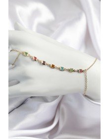 Pirinç Renkli Kare Zirkon Taşlı Y Model Gold Renk Kadın Şahmeran