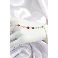 Pirinç Renkli Zirkon Taşlı Y Model Gold Renk Kadın Şahmeran