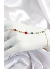 Pirinç Renkli Zirkon Taşlı Y Model Gold Renk Kadın Şahmeran