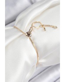 Pirinç Zirkon Taşlı Kiraz Model Gold Renk Asansörlü Kadın Bileklik