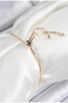 Pirinç Zirkon Taşlı Kiraz Model Gold Renk Asansörlü Kadın Bileklik