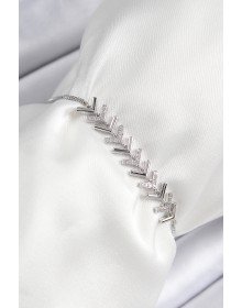 Pirinç Zirkon Taşlı Sıralı Ok Model Gümüş Renk Asansörlü Kadın Bileklik