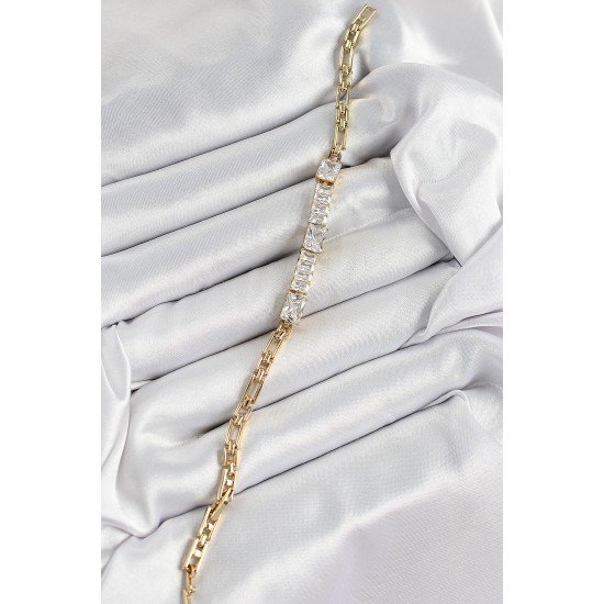 Xuping Pirinç Parçalı Su Yolu Model Gold Renk Kadın Bileklik