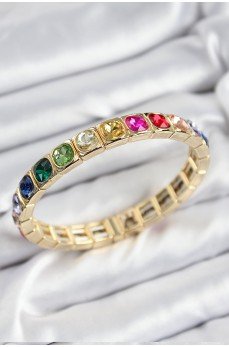 Pirinç Karışık Zirkon Taşlı Kare Model Gold Renk Lastikli Kadın Bileklik Pirinç Karışık Zirkon Taşlı Kare Model Gold Renk Lastikli Kadın Bileklik