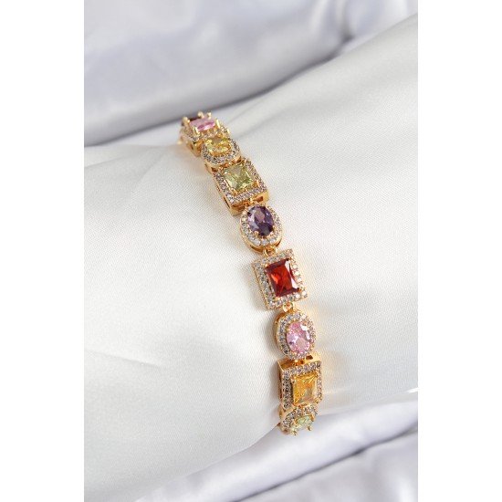 Pirinç Karışık Zirkon Taşlı Baget Model Gold Renk VIP Seri Kadın Bileklik Pirinç Karışık Zirkon Taşlı Baget Model Gold Renk VIP Seri Kadın Bileklik