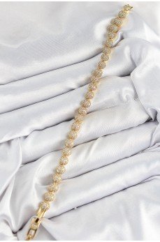 Pirinç Zirkon Taşlı Yarım Topcuk Model Gold Renk VIP Seri Kadın Bileklik