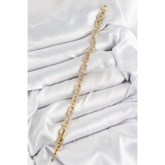 Pirinç Zirkon Taşlı Messika Model Gold Renk VIP Seri Kadın Bileklik