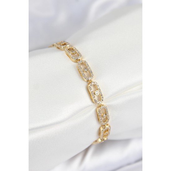 Pirinç Zirkon Taşlı Messika Model Gold Renk VIP Seri Kadın Bileklik