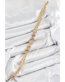 Pirinç Zirkon Taşlı Sıralı Ok Model Gold Renk Kadın Bileklik