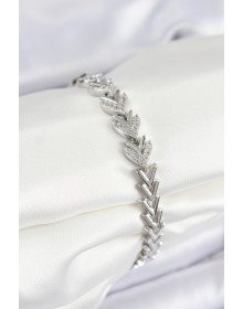 Pirinç Zirkon Taşlı Sıralı Ok Model Gümüş Renk Kadın Bileklik